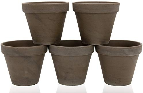 B2S BACK2SEASON Tontöpfe 5 Stück mit Loch braun grau marmoriert rund Blumentopf Made in Germany Terrakotta D=13,5 cm 5er Set