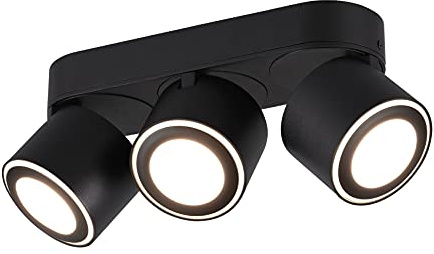 Trio Leuchten LED Deckeneinbau u. Aufbauleuchte Taurus 652910332, Metall Schwarz matt, inkl. 3x 3.5 Watt + 3x 1.5 Watt LED