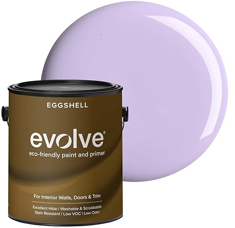 EVOLVE Paint & Primer: Environment-friendly, Low Sheen with One-coat Coverage for Interior & Exterior surfaces (Soft Violet, 1-Gallon)