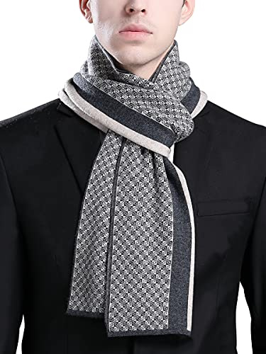 WANYING Herbst Winter 6% Wolle Herrenschal Gestrickter Schal Strickschal Wolleschal für Herren Mode Schick Casual Business 180 × 30 cm Klein Kariert