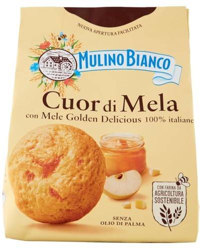 Mulino Bianco Biscotti Cuor di Mela con Mele 100% Italiane, 300 g | per una Colazione Ricca di Gusto