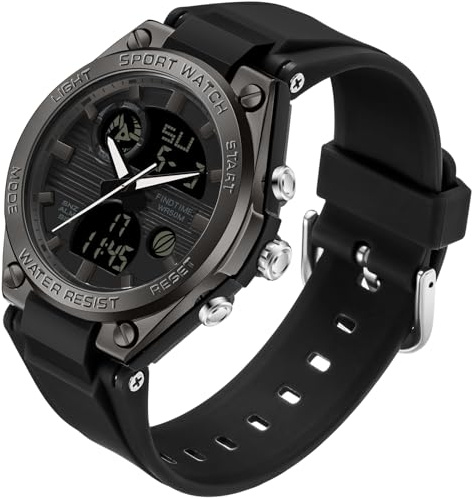 findtime Damen Uhr Digital Armbanduhr mit Silikonarmband 50M Wasserdicht Digitaluhr für Mädchen Jungen Analog Digital Sportuhr mit Alarm Datum LED Kinderuhr Elektronisch