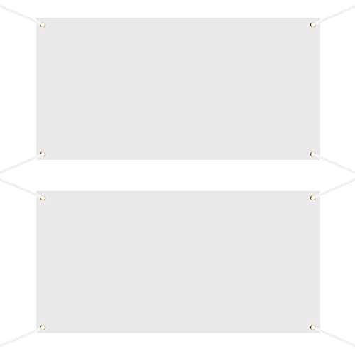 LUTER Blanko Banner zum Bemalen, 2 Stück, 0,6 m x 1,2 m, Blanko-Polyester-Banner mit 2 x 6,6 m langen Hängeseilen, für Heimwerken, Innenbereich, Außenbereich, Wandpaneele, Büroaktivitäten