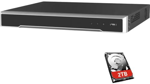 DS-7616NI-Q2/16P with 2TB Hard Drive Storage, H.265 16 Channel PoE 4K 8MP Network Video Recorder NVR, Plug & Play, International Original English Version