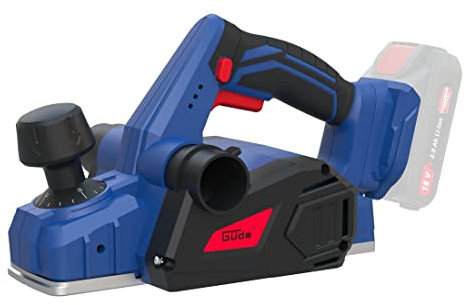Güde Akku Hobel HO 18-0 (18 V, max. 82 mm Hobelbreite, Spantiefe max. 1,5 mm, massive Alu-Fußplatte, autom. Parkschuh, Falztiefen-/Parallelanschlag, Staubfangsack, 2x Messer, ohne Akku und Ladegerät)