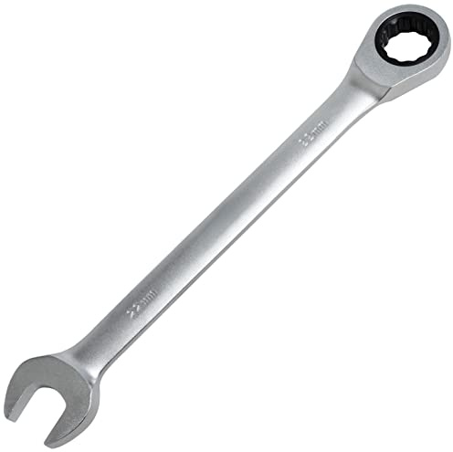 AERZETIX - C64794 - Llave combinada plana métrica 22x286mm a llave de trinquete - horquilla y anillo/ojo 12 lados - manija recta - en acero CR-V - color plata - apriete/montaje/aflojamiento