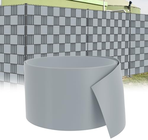 XMTECH Sichtschutzstreifen Hart-PVC Doppelstabmatten 2,5m 10 Stück Grau | Schützt vor Blicken und Sonne, UV-beständig sowie wetterfest für Garten, Balkon und Terrasse im Außenbereich