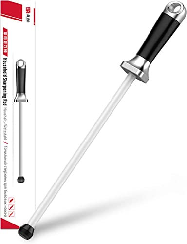 12 Inches Sharpening Rod Combination Honing Steel Professional Knife Sharpening Steel with Loop Ceramic Rod Perfect for Chefs and Home Cook