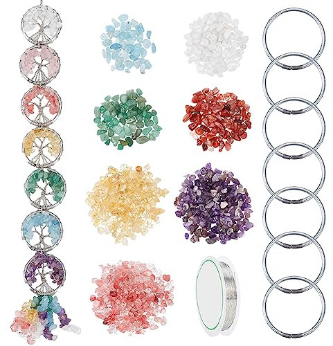 WEBEEDY DIY 7 Chakra Piedras Cristales Curativos Árbol de la Vida Decoración Colgante de Pared para Meditación Ventana Yoga Buena Suerte Reiki Feng Shui Regalo