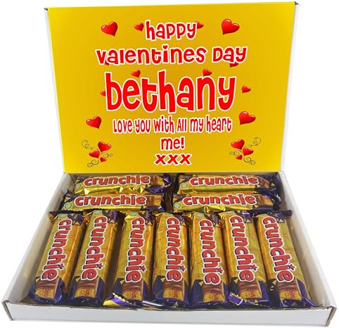 Personalised Letterbox Friendly Chocolate Gift Box Hamper – Personalised Sweet Gift for Him or Her – Perfect for Birthdays, Christmas or Any Occasion (Compatible With CRUNCHIE)