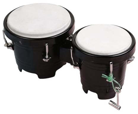 perfk Juego de batería Bongos de percusión de 4 y 5, tambor africano sintonizable, instrumento de percusión Montessori para niños y niñas, regalos de, negro