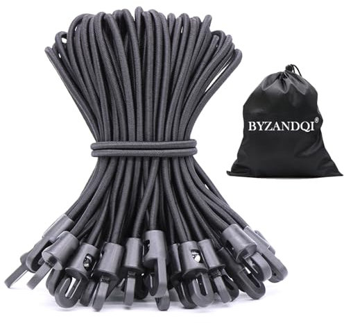 BYZANDQI Spanngummi mit Haken 25 Stück, Expander mit Haken 15 cm, Planenspanner Zeltgummis Gummispanner Planengummi Expanderschlingen für Planen Zelt Net Camping