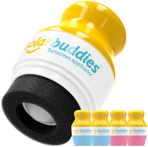 Solar Buddies Sonnencreme-Applikator - 2x Pink, 2x Blau - Nachfüllbarer Roll-on Schwammapplikator für Sonnencreme, Sonnenmilch & Lotion für Kinder, Erwachsene & Familien - Fasst 100ml