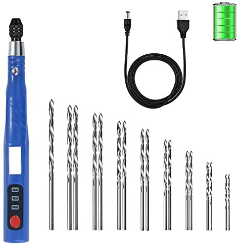 Wanjorlay Electric Cordless USB Rechargable Hand Drill Kit for Jewelry Making,Pin Vise Set for Resin Plastic Keychain Polymer Clay
