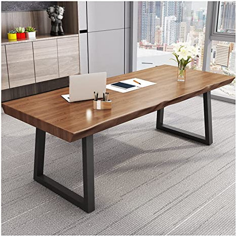 Computertisch, einfacher Schreibtisch aus Massivholz, Schreibtischplatte 5 cm dick, Home-Office-Schreibtisch, Gaming-Schreibtisch mit schmiedeeisernen Beinen, einfach zu montieren (einfarbig 220 x 6