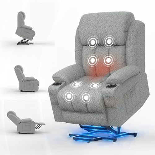 SQUEBILIFE Fernsehsessel Elektrisch Verstellbar, Aufstehhilfe Massagesessel mit Massage Wärmefunktion Seniorensessel für Senioren, 2 Seitentaschen und Getränkehalter,USB+ Typ-C Anschluss