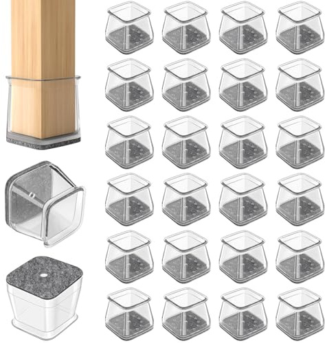 24 Pcs Chair Leg Floor Protectors Furniture Pads Floor Protectors Furniture Sliders for Protecting Hardwood/Tile/Laminate Floors from Scratches and Noise Square Medium (Fit:19-26mm)