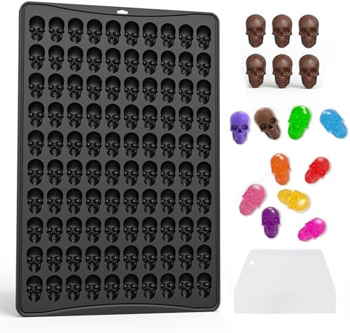 Schokoladenform Silikon Tief, Halloween Silikonform Schokolade Totenkopf Schokoladentafel Form Totenkopf Backform Antihaftbeschichtung Silikon Schokoladenform Tief für Schokolade Süßigkeiten (A)