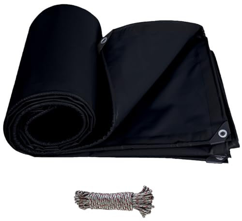 Lona Impermeable Reforzada 1.2 x 1.6 m Impermeable, (Varios Tamaños), Esquinas Reforzadas Lona de Plástico, Film, Lona, con Ojales para Muebles, Piscina, Jardín, Negro
