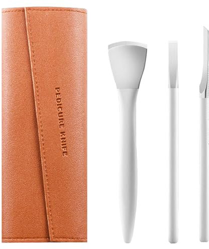 HENGBIRD 3 Piezas Kit Pedicura Profesional, Pedicura Profesional para Pies con Protector de Cuchillo y Funda de Cuero, Cuchillos de Pedicura de Acero Inoxidable, Set de Manicura y Pedicura