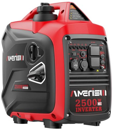 AMERISUN Portable Inverter Generator 2500W Gas Powered, Long Runtime Gas Generator for Home Backup, Emergency, Camping, EPA Compliant