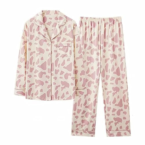 Nattlinnen för kvinnor bomull långärmad långt nattlinne med knappar pyjamas tvådelad pyjamas stora storlekar hemmadräkt långärmad nattkläder 2-delad pyjamas-set damnattskjortor fritidsoverall,