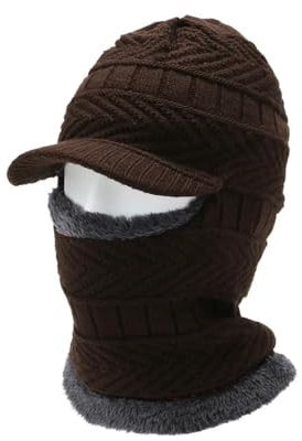 Cmis Kbei Wintermütze für Herren, Skullies Mützen, Mützen, Wintermützen für Männer und Frauen, Wollschal, Mütze, Sturmhaube, Maske, Motorhaube, Strickmütze für Damen (Braun), -braun-, Einheitsgröße