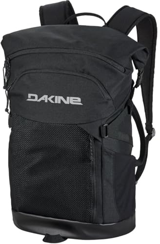 Dakine Mission Surf-Rucksack, 30 l, 2.0-R, Schwarz/Grau, OSFM | 30 l Surf-Rucksack, nahtversiegelte Rolltop-Fassung, Tarp-gefütterte Wachstasche, Fleece-Sonnenbrillentasche