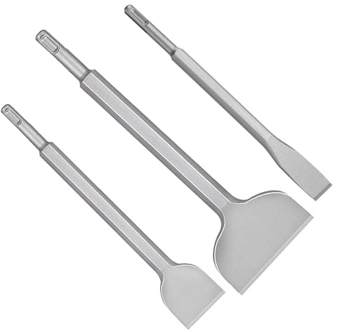 3 Stück SDS Plus Meißel, SDS Meißel für den Einsatz in SDS-Plus Bohrhämmern mit Drehstopp, SDS Plus Meißel Breit breitmeißel für Fliesen Beton Mauerwerk usw(14x250x40/17x280x100/14x230MM)