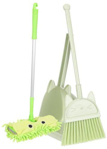 Hohopeti Juego de Escoba Infantil Recogedor y Fregona Ajustable, Kit de Limpieza de Plástico para Niños en Actividades de Año y Juegos Familiares