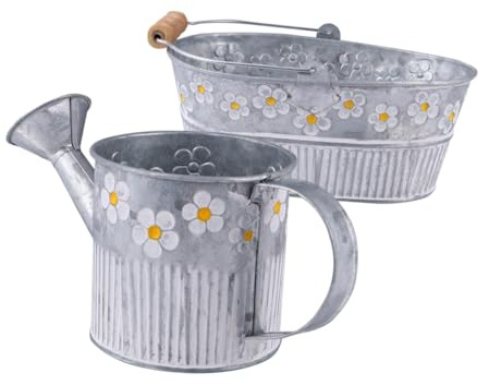 BCOATH Secchio Antico in Ferro Vintage per Fiori e Giardino, Argento