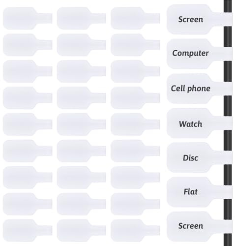 35 Pcs Cable Labels, Reusable Cord Labels Tags, Nylon Wire Label, Easy Write-On Charger Cord Label Tags for Organizing Electronics, Home, Office Cables, White