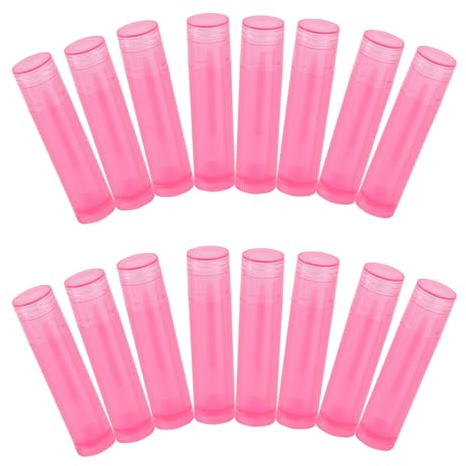 JHKNNK 24 Tubetti Vuoti per Rossetto 5g Coperchio Anti-fuga, Contenitori per Lucidalabbra Fai da Te e Balsamo Labbra, Plastica Rosa per Conservazione Sicura Cosmetici, per Trucco