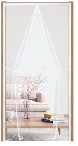 Magnetic Fly Screen for Doors 115x210cm,Magnetic Door Curtain & Mosquito Net, Breathable High-Density Mesh, Hands-Free Pet & Kid Friendly, Fits Various Sizes, Patio/Balcony/Sliding Door,White