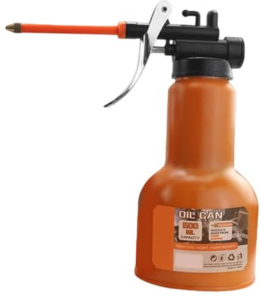 YWJLQH Huileuse Métallique Burette à Huile Haute Pression avec Bec Rigide Pompe Manuelle Lubrification Réservoir en Acier Carbone PP Adaptée pour E, 500 ML
