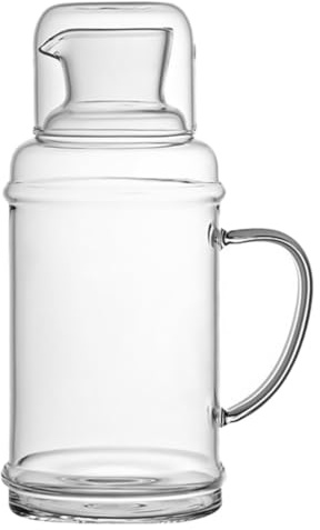 Mikikit Bottiglia di Vetro Brocca d Acqua Trasparente Resistente al Freddo da 1100ml Contenitore Portatile per Bevande per Uso Domestico e Intrattenimento