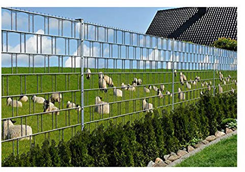 PerfectHD Zaunsichtschutz (über 10 weitere Motive) für Doppelstabmattenzaun *Wangerooge* Motivdruck, 9 Stück 19cm Streifen, Rückseite neutral grau