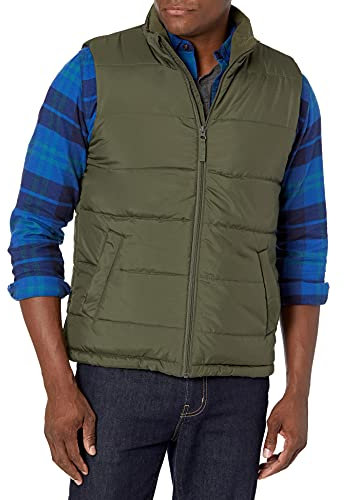 Amazon Essentials Herren Mittelschwere Isolierte Daunenweste Mit Fleecefutter, Olivgrün, L