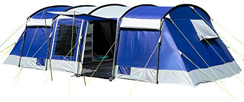 Skandika Tunnelzelt Montana Sleeper Protect 8 Personen | Camping Zelt mit eingenähtem Zeltboden, Sleeper Technologie, 3-4 Schwarze Schlafkabinen, 5000 mm Wassersäule | Familienzelt