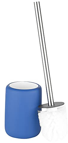 URBNLIVING 3pcs Ceramic Matt Colour Matching Bathroom Dispenser Tumbler Toilet Brush Set (Blue, Toilet Brush)