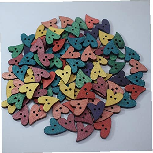 100pcs 2 Löcher Holzknöpfe Scrapbooking Herz-knopf Lieb Dekorative Mixed Zu