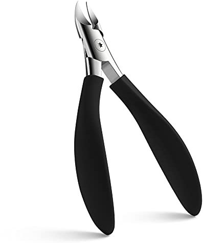 FVION Nagelzangen für Fußnägel Profi – Edelstahl Fussnagelschere für Dicke & Eingewachsene Nägel, Nagelschere Fußnägel & Fingernägel, Weicher Rutschfester Griff - Schwarz