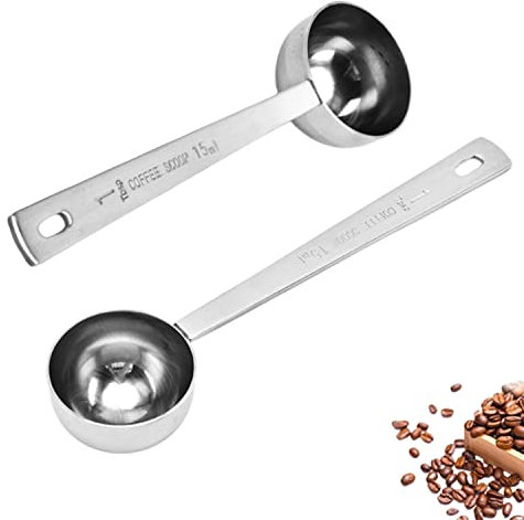 GWAWG Kaffeelöffel, 2 Stück, 15 ml Fassungsvermögen, Edelstahl, langer Griff, Kaffeelöffel