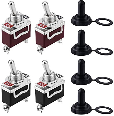 AIEX 20pcs Toggle Switch, Marine Momentary Toggle Switches Waterproof 12v DC 30A Marine Toggle Switch 250V AC 15A SPST 2 Pin ON/OFF Weatherproof Boot Cap Cover for Car Auto Boat