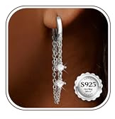 ORAZIO Ohrringe Silber 925 Creolen Hängend Damen Mädchen Creolen Silber 925 ohrringe Mit Kette Kubischer Zirkon Damen Mit Anhänger Schmuck Silber
