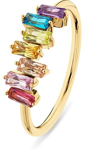 CHRIST Damen-Ring 925er Silber, recycelt 7 Zirkonia 54, Gelbgold 32021670