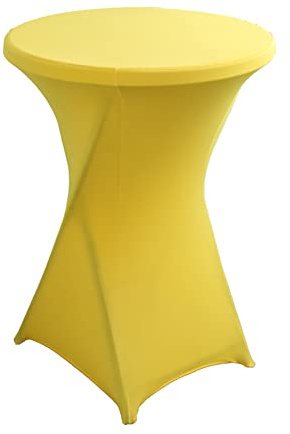 Stretch Stehtisch Hussen Spandex Stehtischhussen (Gelb, 1er Set Ø 80-85 cm) | Bartische Hochzeit Erstärkung im Fußbereich Rund Tischdecke für Bistrotisch Cocktail-Party