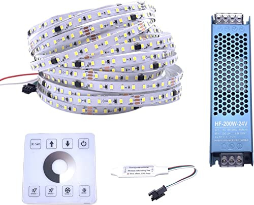 TOPXCDZ DC24V 10M WS2811 Pferderennen FÜHRTE Streifen 2835 120Led/m Laufende Wasser Fließende Licht mit Wireless Controller Kühlen natürliche Warme Weiß (Natural White 4000K)