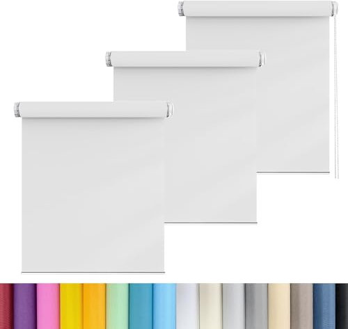 Verdunkelungsrollo Klemmfix 115 x 100 cm Flexibler Seitenzug Top Qualität Fensterdecor Sichtschutz-Rollo mit Kette, für Schlafzimmer, Küche, Weiß