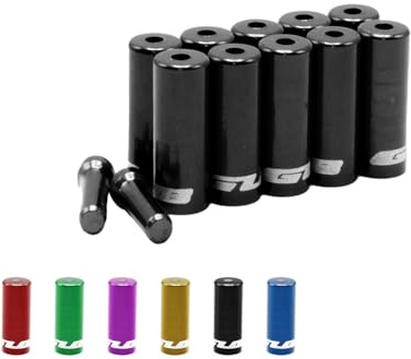 Fahrrad Endkappe 10 Stück Aluminium Bremszug Schaltzug 10 + 2 Set Endhülse für 4mm Schaltzughülle oder 5 mm Bremszughülle Caps mehrere Farben Bowdenzug (5 mm, Schwarz)